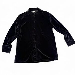 Vintage Anthropologie Black Velour Button-Up
Jacket - Made in the USA Sz S